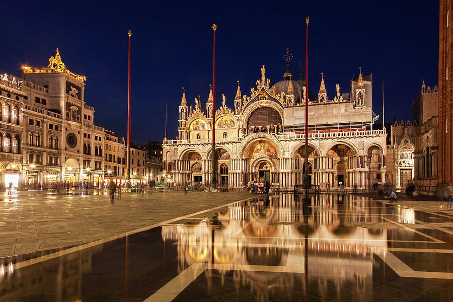 basilica san marco reflections at night venice italy barry o carroll