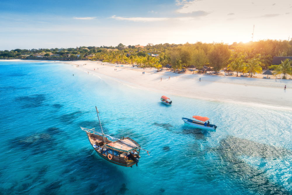 Aerial,View,Of,The,Fishing,Boats,On,Tropical,Sea,Coast