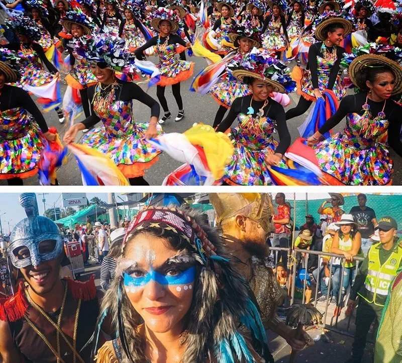 carnaval de barranquilla bailarinas y chica cara