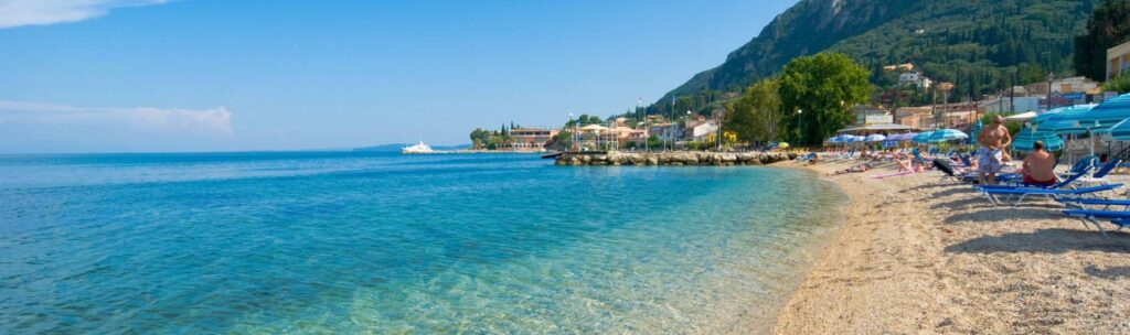 benitses sandy beach in corfu