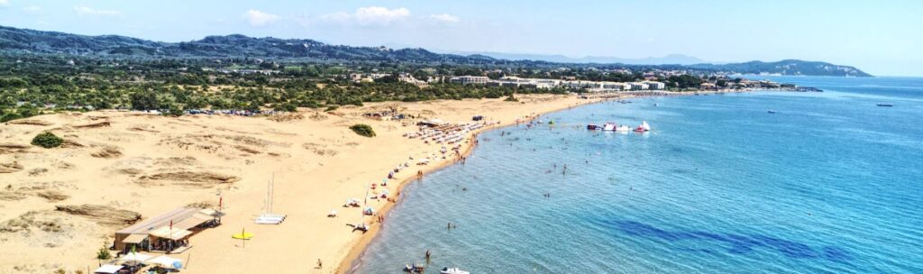 issos sandy beach in corfu